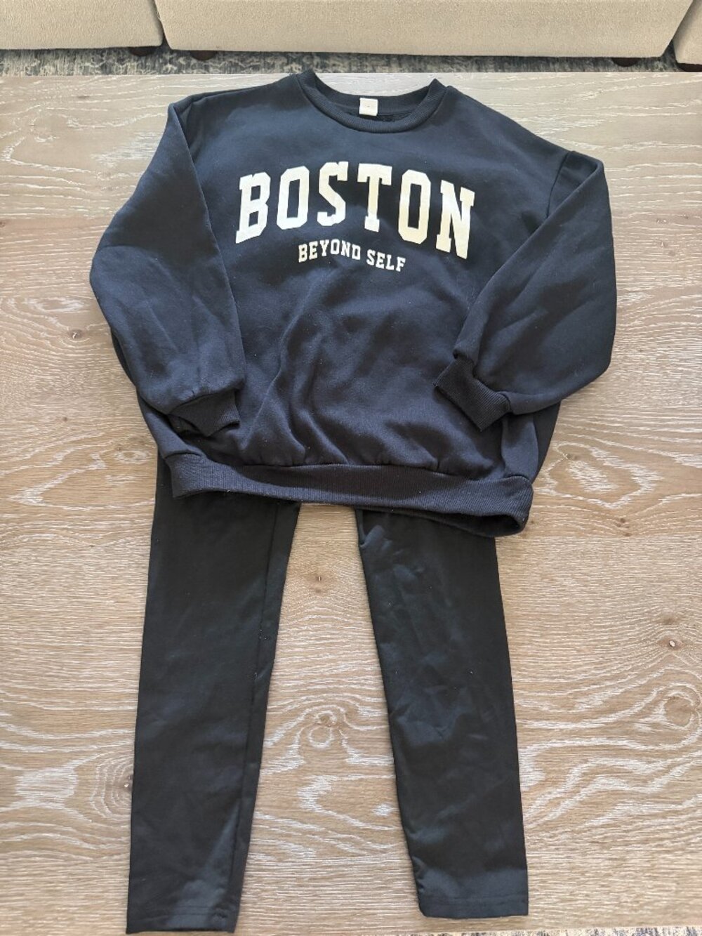 Girls SHEIN 2 piece sweatshirt leggings outfit set Boston beyond self size 9Y